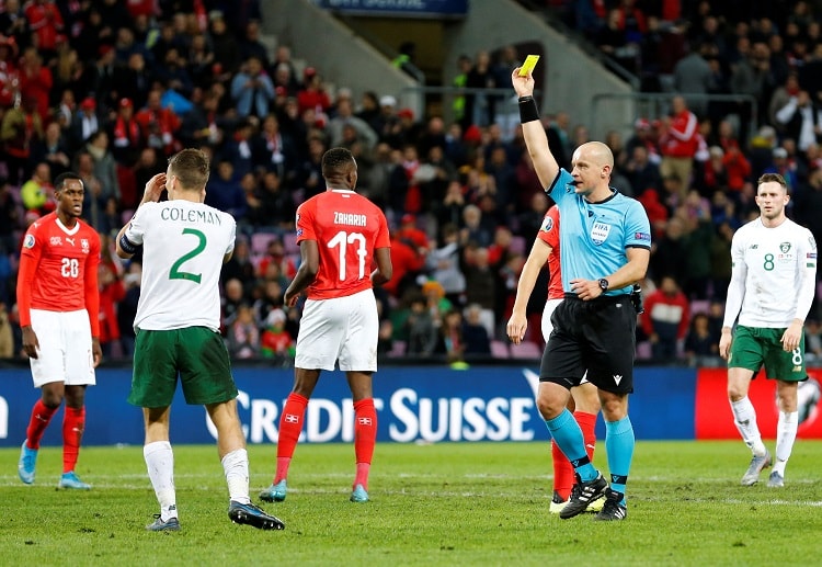 Seamus Coleman had been given a yellow card during the Euro 2020 match