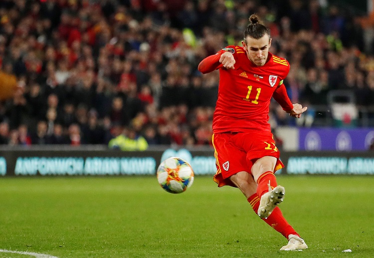Gareth Bale hits the ball into the net against Hungary in the hope to lead Wales to Euro 2020 final tournament