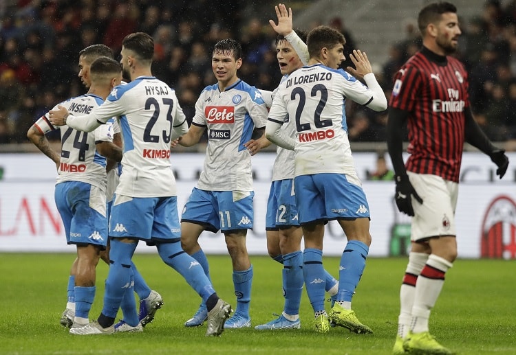 Hirving Lozano hits a 24th-minute goal to give Napoli an edge against AC Milan in Serie A