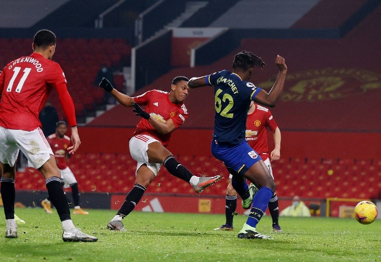 Anthony Martial scored twice during the Premier League match against Southampton