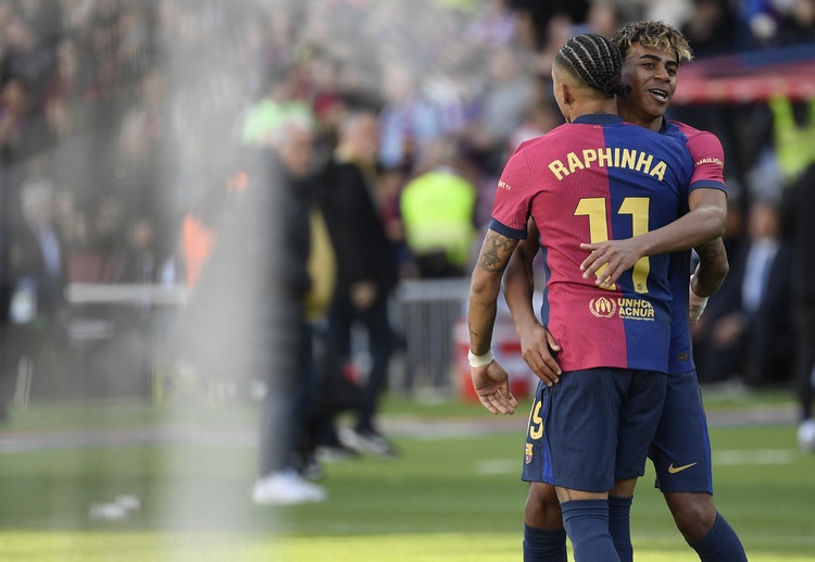 欧冠联赛 菲尼亚和亚马尔这对边路组合状态火热，已经联手攻入5球并送出16次关键机会。