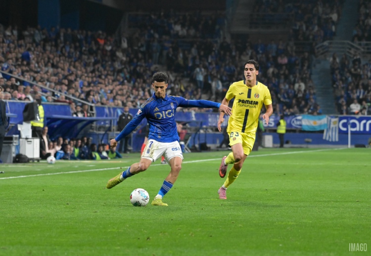 西甲联赛 伊利亚斯·沙伊拉把握良机破门，为奥维耶多扳平比分。